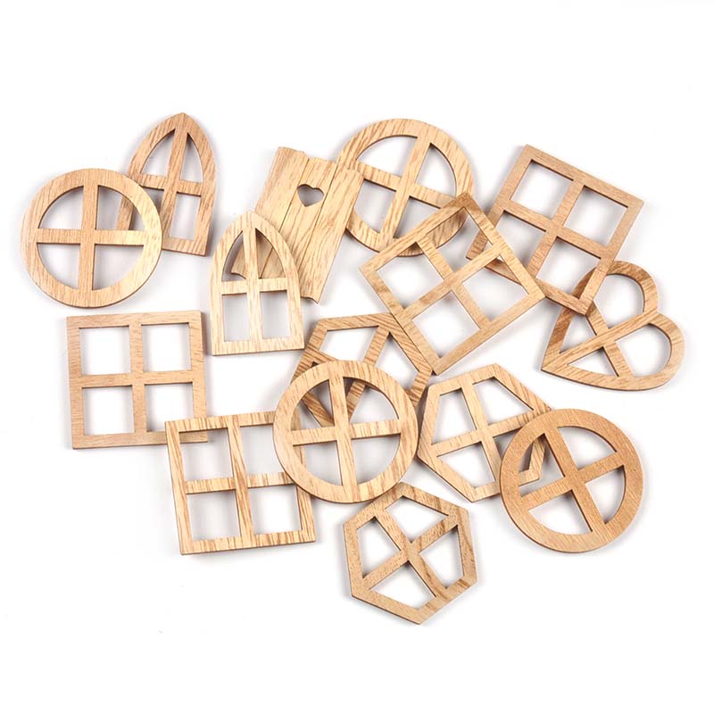 Oud Wood Chip - 25 Stuks 30-45mm Ronde/Hart/Hexagon Mini Venster