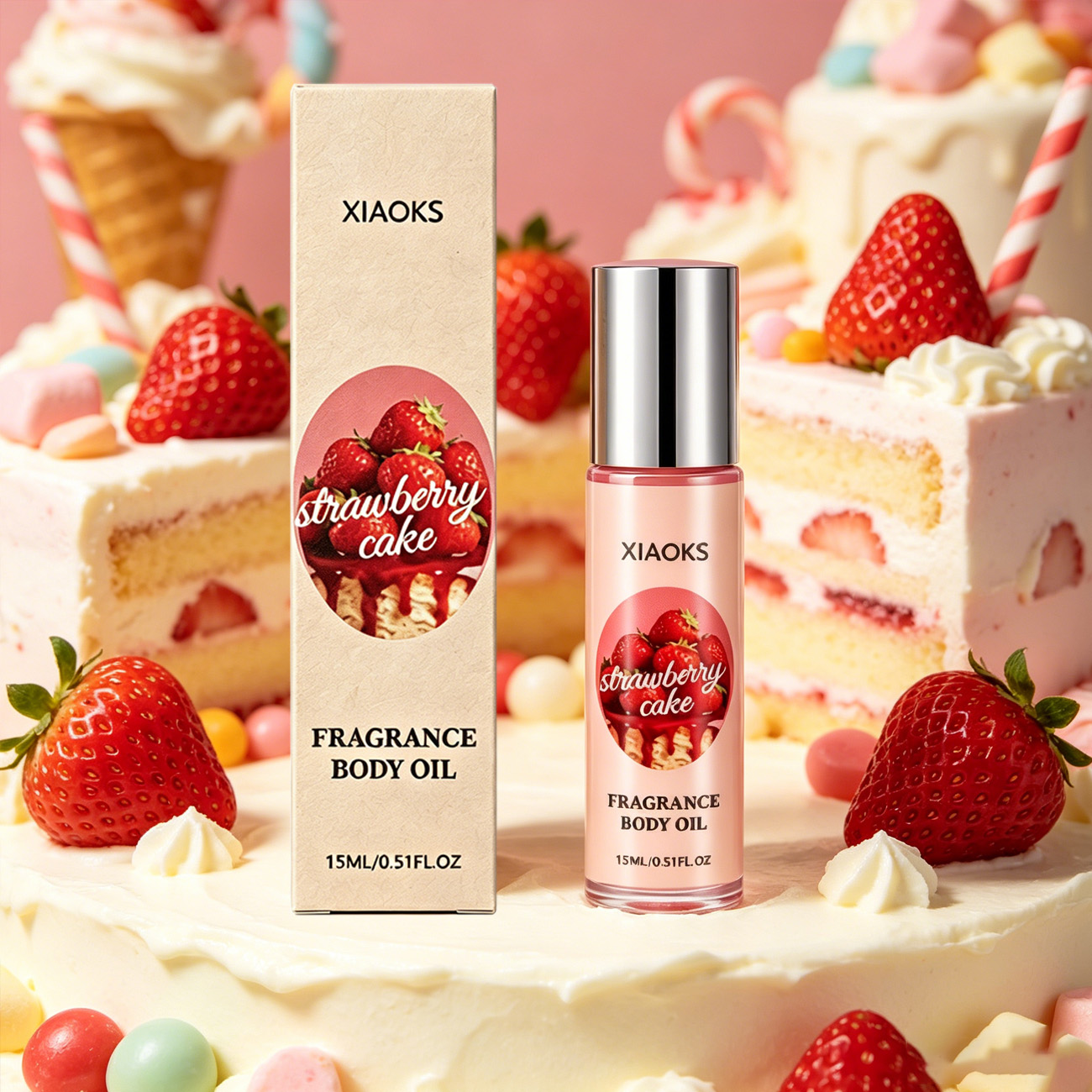 On Perfume & Fragrance Kota Bogor - 1 fles Strawberry Cake Sweet Roll-On
